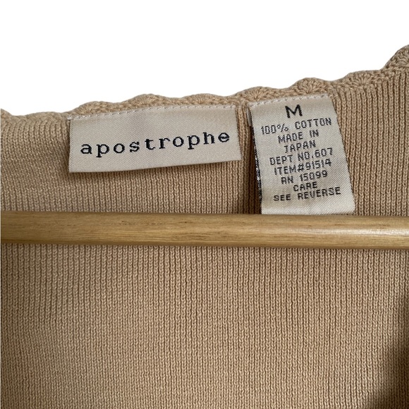 Apostrophe Knitted Tan Sleeveless Top Crochet Detail Womens M - Picture 2 of 6